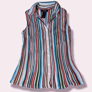 Striped Multicolored Top, Petite Size
